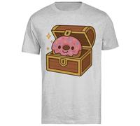 Caja De Donas Chibi Que Se Abre como Un Tesoro Camiseta Gris De Manga Corta para Hombre Unisex Black tee Baggy Oversized T-Shirt