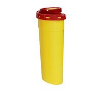 Caja de drenaje para cánulas y jeringas | Caja de agujas a prueba de pinchazos | 200 ml | Quickbox amarillo con tapa roja