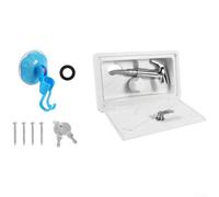 Caja de ducha RV al aire libre con control manual de agua fría caliente y manguera retráctil de acero inoxidable de 1,5 m para vida móvil (blanco 0100069)