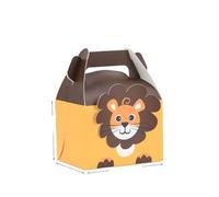 Caja de dulces de animales de dibujos animados de 10 Uds, caja de embalaje de galletas de perros y elefantes de jungla, decoraciones para fiestas de cumpleaños y bodas para niños-10 Uds.-león