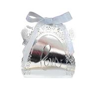 caja de dulces de boda Caja de 50 caramelos chocolate con forma rosa hueca, bonita y romántica caja regalo for boda cinta for fiesta cumpleaños(Silver)