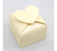 Caja de dulces de boda con forma de corazón para ideas, recuerdos de boda y cajas de regalo, decoración de boda, 50 unidades/lot-beige, 6 x 6 x 4,5 cm