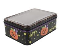 Caja de Dulces Halloween de Hierro con Tapa, Visible, Azul | Fiesta y Hogar, Exhibe Chucherías, Galletas y Chocolates, Rectángulo de Escritorio, Uso Decorativo