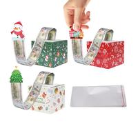 Caja de efectivo navideña: soporte para dinero navideño, contenedor de regalo festivo | Hucha de 3 piezas con 90 bolsas para niños, adultos, mujeres, hombres, amigos, celebración familiar, f