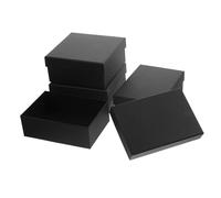 Caja de Embalaje Negra de Papel 4 Piezas Rígida para Obsequio | Formato Rectangular y Cuadrado, Medidas 15x15x7 Cm y 17x12x6 Cm, Uso para Fiestas y Propuestas
