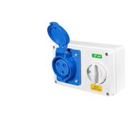 Caja de enchufe de bloqueo industrial IP44 con interruptor de encendido/apagado, toma de corriente monofásica y trifásica de 16A/32A, enchufe de pared industrial de 3/4/5 pines
