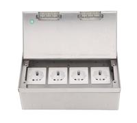 Caja de Enchufes de Piso Empotrada, 4 Enchufes de 2 Orificios Estándar de la UE, Caja de Tomacorrientes Eléctrica de Piso Empotrada de Acero Inoxidable AC250V 4000W para Hogares