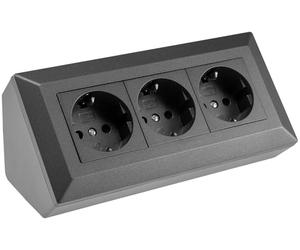 Caja de enchufes Triple, Antracita, máximo 16 A/3600 W, Montaje en Superficie