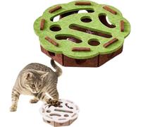 Caja de enriquecimiento Cat Scratch Puzzle, laberinto de fieltro rompecabezas, juguetes para gatos de interior, rascador interactivo con 3 bolas de campana, estimulación mental (Green Brown, Round)