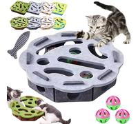 Caja de enriquecimiento de lima de uñas para gatos, caja de enriquecimiento de rompecabezas para rascar gatos con tres bolas de campana y papel de lija en el interior, juguetes interactivos de