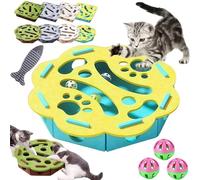 Caja de enriquecimiento de lima de uñas para gatos, caja de enriquecimiento de rompecabezas para rascar gatos con tres bolas de campana y papel de lija en el interior, juguetes interactivos de