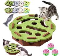 Caja de enriquecimiento de lima de uñas para gatos, caja de enriquecimiento de rompecabezas para rascar gatos con tres bolas de campana y papel de lija en el interior, juguetes interactivos de