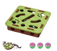 Caja de enriquecimiento de rompecabezas para rascar gatos, caja de laberinto de fieltro mental para gatos, rascador de uñas interactivo con 3 bolas de campana, para rascar gatos (verde, cuadrado)