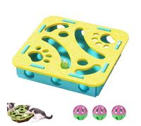 Caja de enriquecimiento de rompecabezas para rascar gatos, caja de laberinto de fieltro mental para gatos, rascador de uñas interactivo con 3 bolas de campana, para rascar gatos (amarillo, cuadrado)