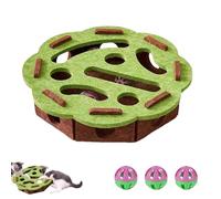 Caja de enriquecimiento de rompecabezas para rascar gatos, caja de laberinto de fieltro mental para gatos, rascador de uñas interactivo con 3 bolas de campana, para rascar gatos (verde, redonda)