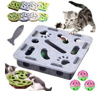 Caja de enriquecimiento de rompecabezas para rascar gatos, caja de lima de uñas para gatos con tres bolas de campana y papel de lija en el interior, lima de uñas, alternativa libre de estrés a