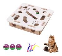 Caja de enriquecimiento tipo rompecabezas para rascar para gatos. Laberinto de fieltro, lima de uñas con 3 bolas con cascabel.