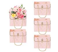 Caja de envoltura de flores de 5 piezas, bolsas de ramo de flores de papel bolsas de regalo de flores con mango de caja de la flor de la flor para la fiesta de cumpleaños de la boda rojo rojo