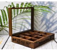 Caja de especias de madera/cajas de especias grabadas en madera de rosa, regalo de inauguración de la casa, regalo del día de la madre vendedor "MADE IN INDIA", 12 contenedores
