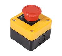Caja de Estación de Interruptor de Hongo Rojo, 1NC + 1No Botón Pulsador de Interruptor de Parada de Emergencia, Estación de Interruptor de Botón Pulsador para Máquinas CNC, Máquinas de Impresión, Máqu