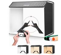 Caja de Estudio fotográfico de 60 x 40 x 50 cm, portátil, Juego de Cajas de Luces con temperaturas Ajustables de 3 Colores, 672 Unidades LED y 4 Fondos de PVC para fotografía de Productos