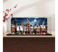 Caja de exhibición acrílica compatible con Le-go 76457 Hogsmeade Village, caja a prueba de polvo, caja transparente, caja de exhibición (solo vitrina) (base negra + spray trasero de 3 mm)