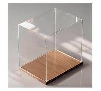 Caja de exhibición acrílica para coleccionables, vitrina Cube C con base de nogal, 15 x 15 x 15 cm, elegante estuche de almacenamiento para artefactos, juguetes y recuerdos, múltiples