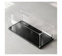 Caja de exhibición acrílica para coleccionables, vitrina Cube C con base de nogal y negra, 40 x 10 x 10 cm, ideal para figuras de acción, recuerdos y exhibiciones de modelos