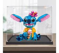 Caja de exhibición acrílica para Lego 43249 Stitch, caja de exhibición transparente a prueba de polvo, compatible con kit de construcción Lego 43249 (modelo no incluido) (base negra de 2 mm)