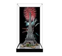 Caja de exhibición de acrílico para Lego 10307 modelo de torre Eiffel, transparente a prueba de polvo, compatible con el modelo Lego 10307 (modelo no incluido) (fondo + base de espejo)
