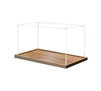 Caja de exhibición de grano de madera de nogal de 2 cm, caja de exhibición de encimera de alta gama, color negro café, adecuada para Lego 21319 Friends Cafe, vitrina transparente de 3 mm de grosor