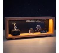 Caja de exhibición de meteoritos de hierro real Argentina, marco de madera maciza, muestra de meteorito auténtica de 1 a 3 g, decoración de figuras de astronauta, regalo único para los amantes de la