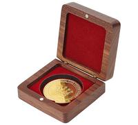 Caja de exhibición de monedas de desafío de madera única de FINGERINSPIRE con interior de terciopelo rojo oscuro de 40 mm, caja de almacenamiento de medallas con cierre magnético, soporte