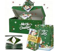 Caja de explosión de Navidad por dinero Caja de explosión de sobre rojo plegable con 20 rebotes para la propuesta de aniversario de cumpleaños de Navidad verde