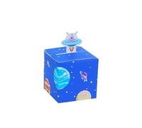 Caja de favores para fiesta de cumpleaños de niños 5 piezas Donut Farm Animal Swan Space Candy Bolsas de regalo Jungle Safari Treat Box Baby Shower-UFO 5pcs, Etiqueta incluida