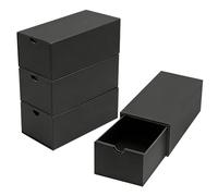 Caja de fichas A8 de papel, 4 fichas para aprender vocabulario, color negro, capacidad para más de 3000 tarjetas, fichas para viajes, aprendizaje, notas, material escolar, oficina o casa