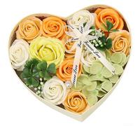 Caja de flores de jabón en forma de corazón | Juego de ramo de rosas artificiales para el día de San Valentín | Día de la Madre | Cumpleaños | Aniversario | Regalo romántico para ella | Decoración de