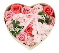 Caja de flores de jabón en forma de corazón | Juego de ramo de rosas artificiales para el día de San Valentín | Día de la Madre | Cumpleaños | Aniversario | Regalo romántico para ella | Decoración de