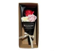 Caja de flores de jabón perfumado 3 claveles Set Jabón perfumado Flor (rojo