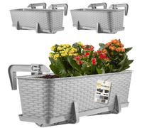 Maceta de balcón KADAX con base y asas, 60 cm, gris claro, 3 piezas