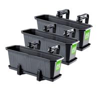 Maceta de balcón KADAX con base y asas, 60 cm, antracita, 3 piezas