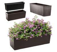 Caja de flores KADAX con inserto, 18 x 56 cm, patrón de grietas, marrón