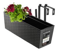 Caja de flores KADAX con inserto, 18 x 56 cm, patrón de ratán