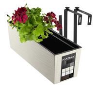Kadax Jardinera de plástico 18,5 x 56 cm con soportes – Grafito
