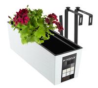 KADAX Macetero de 18,5 x 56 cm, color blanco, con inserto, rectangular, resistente a la intemperie, para balcón y exterior