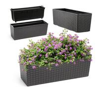 Caja de flores KADAX con inserto, 18 x 56 cm, patrón de ratán, grafito