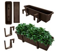 Caja de flores KADAX con soporte y asas, marrón, 60 cm