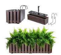 KADAX Jardinera para Balcón en 2 Tamaños y 4 Colores, Aspecto de Lamas, Estilo Rústico, Con Corcho de Goma (60 cm, Marrón)