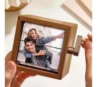 Caja de fotos de manivela personalizada, libro de fotos personalizado, regalos del día de San Valentín, madera maciza (8 fotos con iluminación)