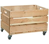 Caja de fruta estable con ruedas / palos, manzanas, caja de vino del viejo país +++ Naturaleza Dimensiones aprox. 54 x 35 x 35 cm (natural con ruedas)